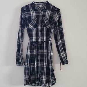Black & White Plaid Long Sleeve Dress